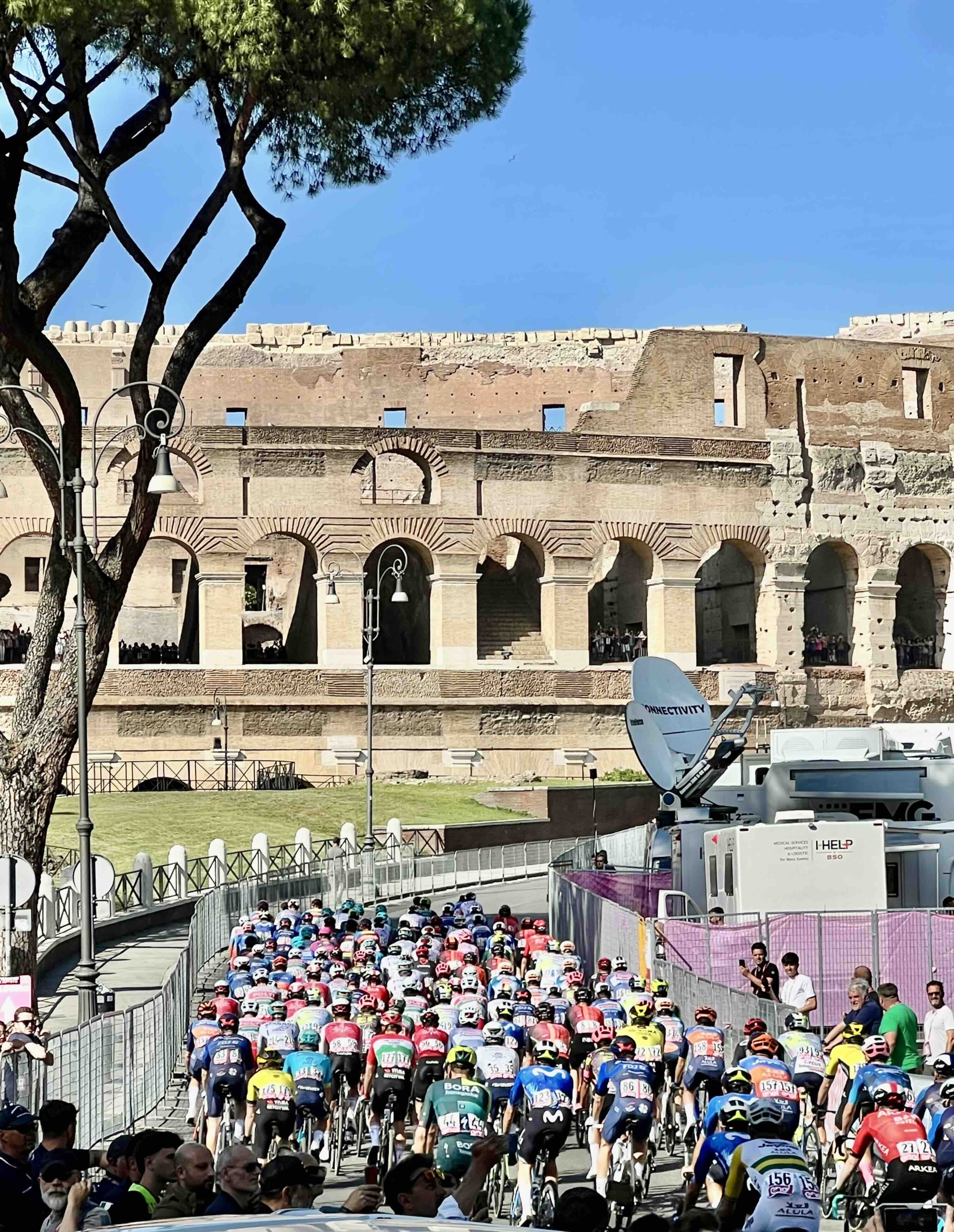 cyclists riding a tour in rome